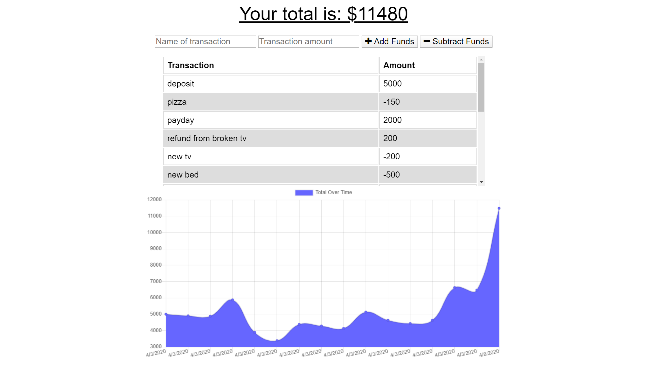 picture of the finished team builder application